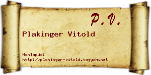Plakinger Vitold névjegykártya